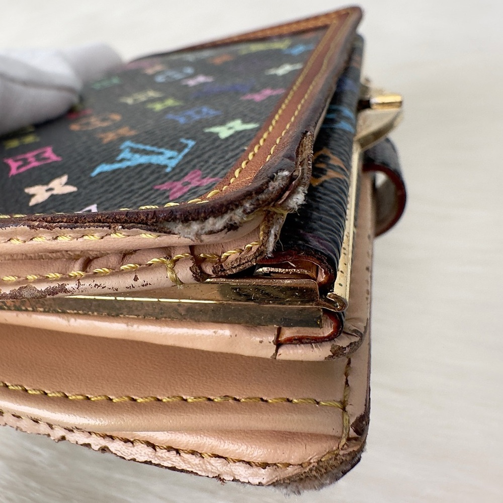 ✨LOUIS VUITTON Black Multicolor Viennois Portefeuille French Purse Wallet M92988 - Picture 12 of 16